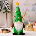 Christmas gnome plush with yellow star hat and red green striped body for holiday decor - Christmas Tree Hat Gnome with Star / Green