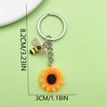 Sunflower and bee keychain with pearls and crystals, total length 8.2cm charm accessory - Silver Clasp Sunflower