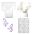 Irregular cup and butterfly wing silicone molds for DIY resin candle holders and storage - Irregular Butterfly Candle Holder Mold Set