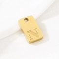 Polished gold rectangular stainless steel pendant featuring engraved letter N detail - Letter N(KLJ9820-Z) / Gold