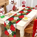 Kersttafelloper met rode kerstster-patronen voor een feestelijke eettafel decoratie - 181x35.5cm / Kerstster