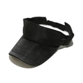 Detail view of black visor hat showing reinforced brim stitching and adjustable strap - M (56-58cm) / Black