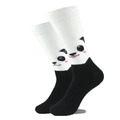 Gros plan de chaussettes mi-hautes noir et blanc avec motif jacquard tête de panda - Taille unique / Visage de Panda Noir et Blanc (14)
