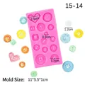 Pink silicone DIY baking mold featuring various button shapes and a heart design - Style 1 / Pink