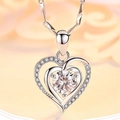 S925 silver heart pendant necklace with shimmering zircon stones and a delicate chain - White Diamond Heart-shaped Necklace Xl-7