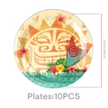 Moana themed party plate set of 10 pieces with tribal sun and tropical floral design - 9-inch Disc 10pcs - Moana