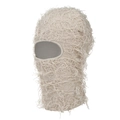 Passamontagna in maglia beige con morbida pelliccia sintetica per calore invernale - Taglia unica / Beige