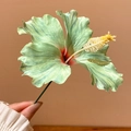 Épingle à cheveux élégante en tissu hibiscus vert pour des chignons sophistiqués - Épingle À Cheveux N° 56 - Verte - Fleur À Cinq Pétales