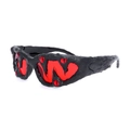 Avant-garde irregular lava texture sunglasses with red lenses and bold black frame - Black Frame Red Lens Red Eyeballs