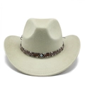Bohemian suede jazz cowboy hat with evil eye pendant and silver rivet band - M (56-59cm) / Mint Green Faux Suede