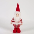 Plush Christmas gnome doll in red diamond pattern hat and striped sweater - 30CM Red Santa Style
