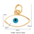 14mm Gold plated evil eye pendant with blue zircon inlay and dimensions scale - Small Gold Enamel M916929
