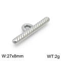 Silver twisted stainless steel OT toggle clasp for DIY jewelry making, 27x8mm size - Silver Wide T-Bar Style (KLJ7824-Z)