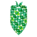 Pet bandana with green shamrock pattern and checkered design for St. Patrick's Day - Green White Plaid Greeting Pattern (BA067)