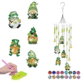 DIY St. Patrick's Day gnome diamond painting wind chime kit with green clovers and bells - Style 10-Gold Coin Shamrock Gnome