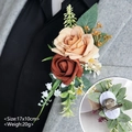 Champagne and caramel rose boutonniere for wedding suits with brooch pin back - Corsage / Dirty Orange