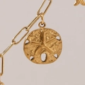 18K gold plated stainless steel starfish pendant with textured relief detail - Starfish Shell Pendant