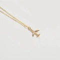 Minimalist 14K gold plated necklace featuring a delicate airplane pendant in a shiny finish - Minimalist Airplane (XL3333-1)