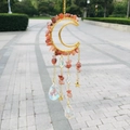 Capteur de soleil lune dorée avec éclats d'améthyste rouge et pendentif en cristal - Agate rouge avec perles octogonales et goutte de cristal