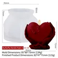 Silicone mold for butterfly heart candle showing white mold and dark red finished candle - Butterfly Hand Holding Heart Style A (XX-58)