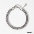 Minimalist silver stainless steel mesh tube bracelet with lobster clasp and extension chain - Silver Bracelet (SBP425)