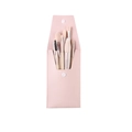 Set of 13 soft makeup brushes in a premium pink leather button pouch for travel - Small 8 Pcs + Leather Bag / Apricot