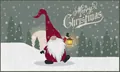 Detailed view of Merry Christmas doormat with gnome, lantern and snowy forest scene - 40*60cm / Christmas Decor-Gnome Lantern