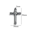 Silver retro stainless steel cross pendant with 50mm height and 30mm width dimensions - Style 5