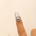 Macro shot of silver Evil Eye nail ring with zircon stones on a model finger - Silver Nail Guard Style (2878) / White K/Silver