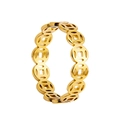 Detailweergave van een gouden ring met muntpatroon gemaakt van hoogwaardig titanium staal - US 6 / Goud