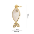 Detailed view of tiny gold fish pendant with white enamel and size 15.5mm by 5.7mm - DZY-2945