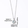 Detail view of silver square zircon pendant necklace with size specs and dimensions - Light Blue Style (N00401-9)