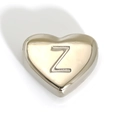 Double-sided heart-shaped stainless steel pendant featuring a polished letter Z design - Letter Z Style (SP143S-Z)