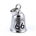 Stainless steel Route 66 road guardian bell pendant with silver metallic finish - Steel Color (Pendant + Clasp) (GBK-036)