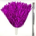 Detail of a 30cm purple metallic cheerleading pom pom with white handle on white background - Straight Stem 20g Rose Red (general Density Suitable For Kindergarten And Primary School Students).