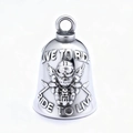 Ciondolo a campanella da moto vintage in acciaio inossidabile con rilievo Live to Ride - Ciondolo Campanello Guardiano Biker Vintage con Portachiavi (LD001)