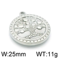 Ciondolo albero della vita argento da 25mm di diametro e peso di 11g su bianco - 25mm / Colore Argento (KLJ4282-Z)