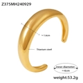 Bracciale rigido aperto a C in acciaio al titanio placcato oro 18 carati dorato - Oro