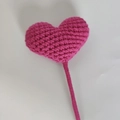 Pink hand-knitted heart bouquet crochet gift for friends on a plain white background - Rose Red