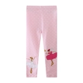 Mädchen Leggings in Rosa mit weißen Punkten und Ballett-Tänzerin Stickerei aus Baumwolle - 3T (Empfohlene Höhe 90-95cm)