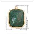 Technical dimensions of green natural stone pendant in gold-plated stainless steel - YE400-1 Gold Square Green Natural Stone