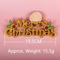 Golden Merry Christmas door plaque with red berries and green leaves, 19.5cm hanging sign - 19.5cm Gold