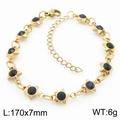 Gold star chain bracelet with black zircon inlays and detailed size specifications - Gold + Black Zircon (KB183064-TJG)