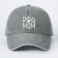 Berretto da baseball in cotone grigio lavato con scritta DOG MOM e logo a forma di zampa - Grigio