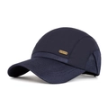 Dark blue quick-dry mesh baseball cap for men with side metal badge detail - Navy Blue