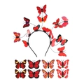 Luminous red butterfly headband set with matching hair clips for party accessories - Red Headband + 8 Hair Clips