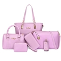 Pale purple 6-piece women's handbag set including tote and crossbody bags in PU leather - Purple