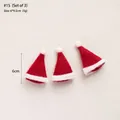 Set of 3 handmade red and white wool felt Christmas hat ornaments for DIY crafts - No.15 Pack of 3-Mini Red Santa Hat