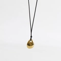 Polished gold teardrop pendant necklace with a minimalist black cord strap for women - Gold