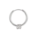 Minimalist silver stainless steel hoop earring with three detachable small rings - Silver Triple Ring Style (KE106134-Z)